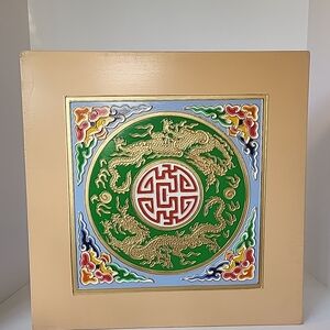 Vintage Chinese Cloisonne Style Celing Tile 18"×18"